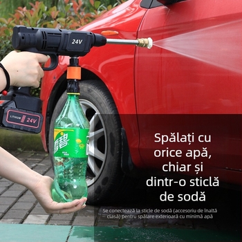 Pistol portabil de spălat auto, alimentat de baterie litiu 12V, 150W, 0,8 MPa, furtun de 5–10 m