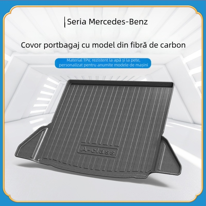 Covoraș TPV pentru portbagaj cu model de fibră de carbon pentru Mercedes-Benz GLE, GLK, GLC, GLB, GLS, GLA și CLA — Personalizare disponibilă; etichetă privată licențiată