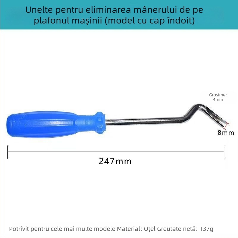 Unealtă pentru demontarea mânerului de pe plafonul mașinii - fier, Tamut, cu cap drept și cotit