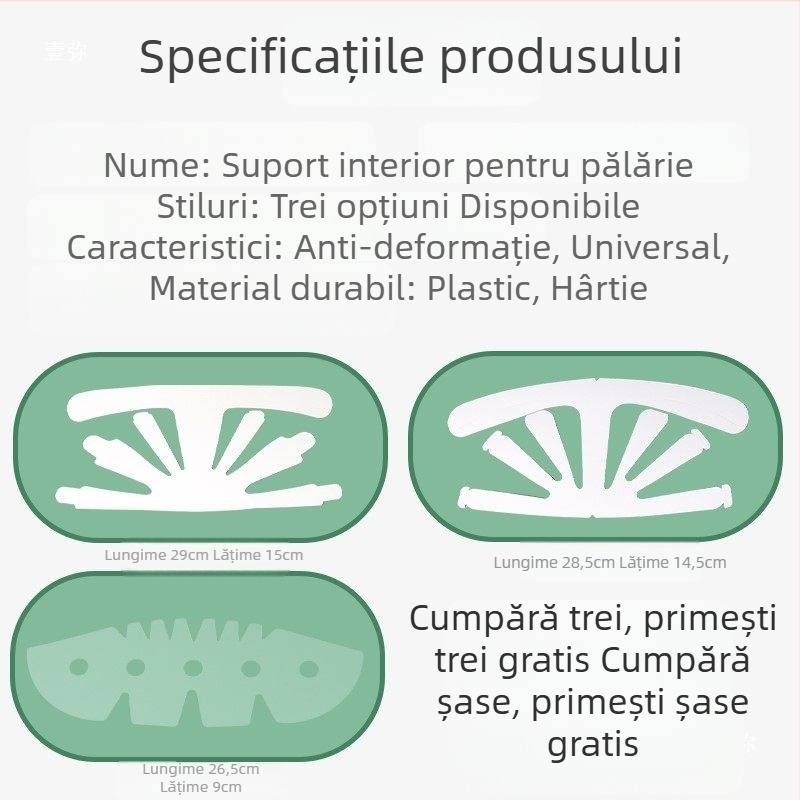 Sprijin intern pentru șapca de baseball – material din hârtie, căptușeală pliabilă, umplere a căptușelii, anti-deformare