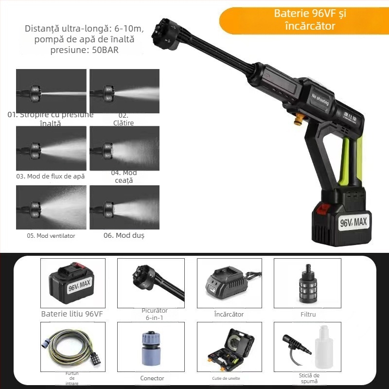 Spălător auto fără fir, cu baterie de litiu, 21V, 50 bar, 3,8 kg
