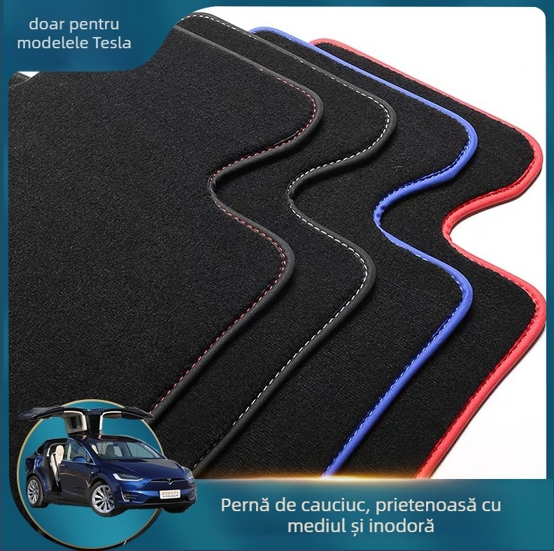 Covorașe de podea din velur pentru Tesla Model 3/Y – față, spate și portbagaj, personalizabile