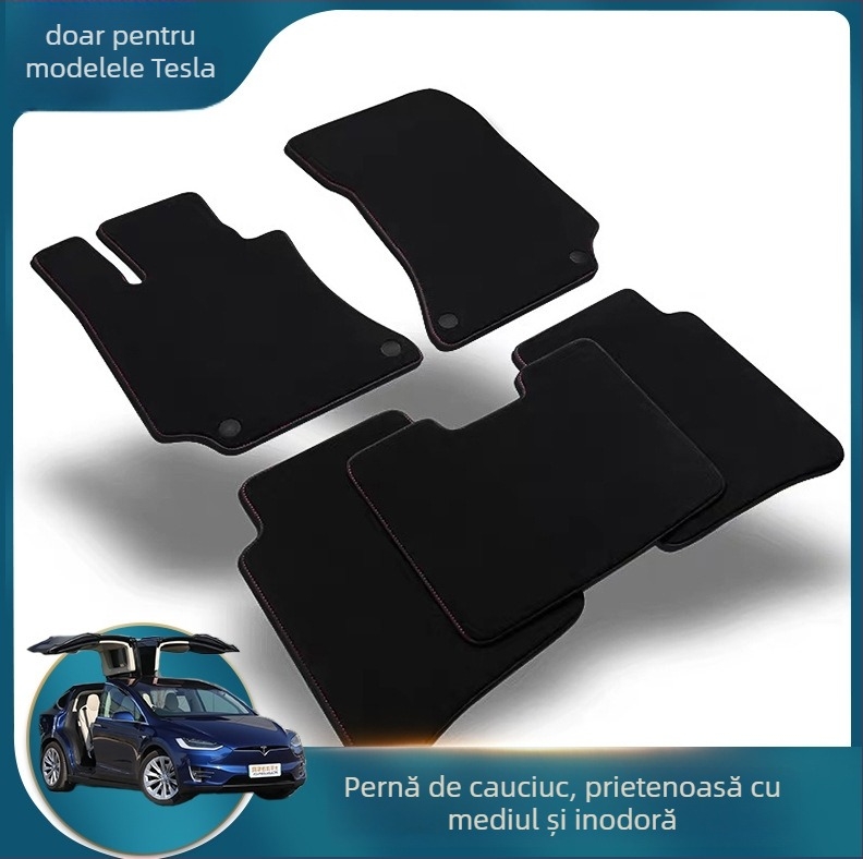 Covorașe de podea din velur pentru Tesla Model 3/Y – față, spate și portbagaj, personalizabile