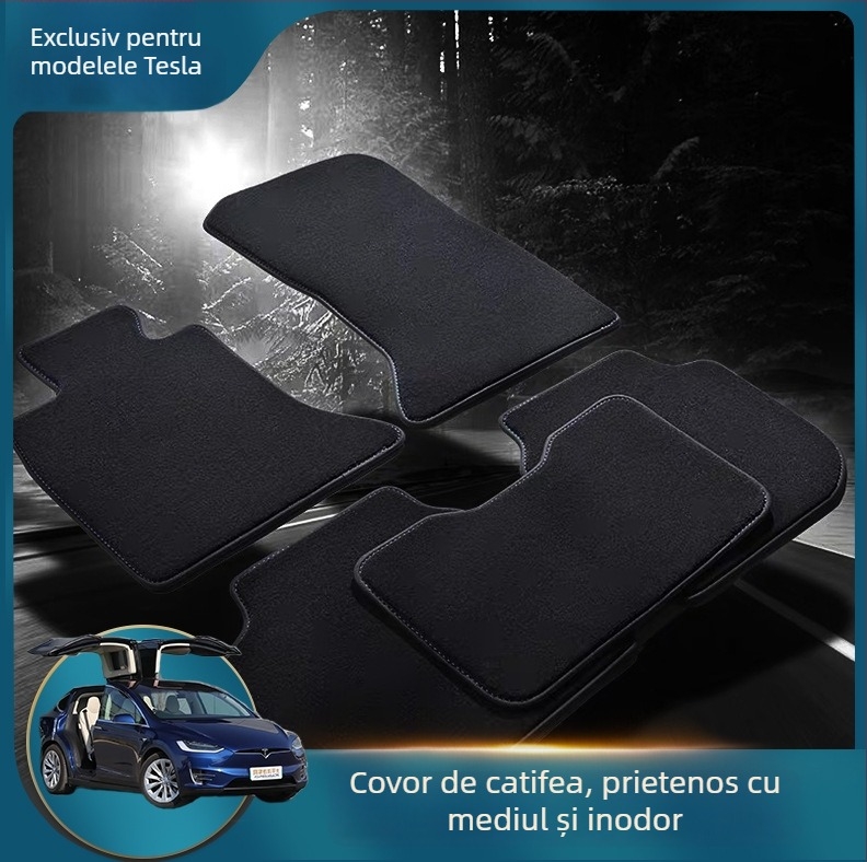 Covorașe de podea din velur pentru Tesla Model 3/Y – față, spate și portbagaj, personalizabile