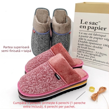 Papuci de casă semi-fabricați din bumbac – kit DIY complet pentru încălțăminte de iarnă, cu partea superioară și talpa, potrivit pentru nunți și casă
