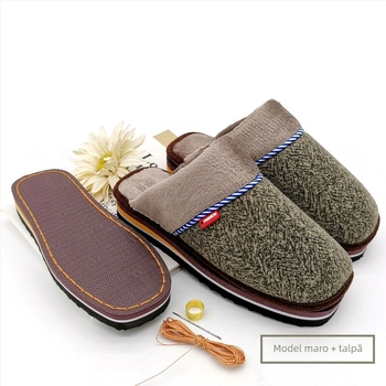 Papuci de casă semi-fabricați din bumbac – kit DIY complet pentru încălțăminte de iarnă, cu partea superioară și talpa, potrivit pentru nunți și casă