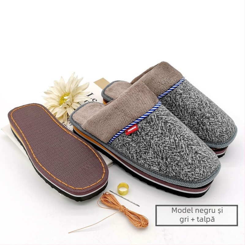Papuci de casă semi-fabricați din bumbac – kit DIY complet pentru încălțăminte de iarnă, cu partea superioară și talpa, potrivit pentru nunți și casă