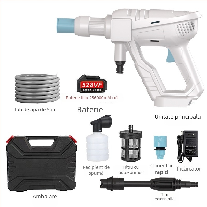 Xicheng Pistol de spălat auto fără fir, cu presiune înaltă, aparat de curățare portabil pe baterie litiu, reîncărcabil pentru vehicule electrice