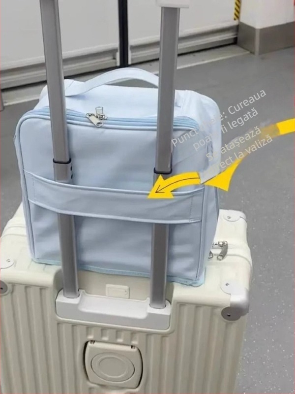 Geantă de machiaj cu design de agățare și compartimente verticale (material PU; rezistentă la apă; capacitate mare; capac rabatabil)