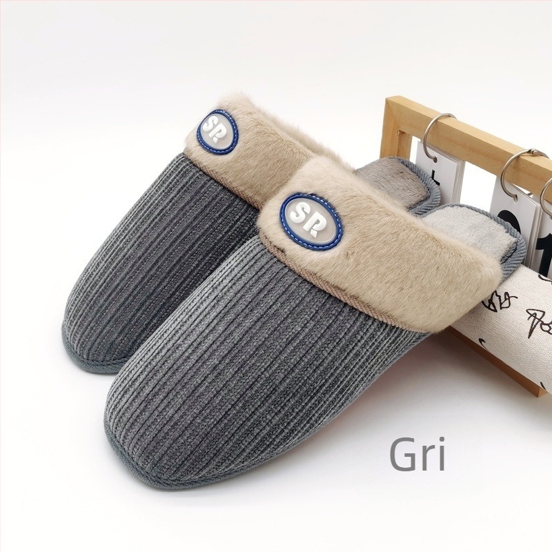 Papuci de casă unisex, pentru iarnă, cu partea superioară din material textil, talpă cusută, grosime 1,5–3,5 cm, păstrează căldura, pentru cupluri