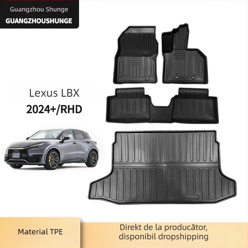 Covorașe de podea din cauciuc și covoraș de portbagaj pentru Lexus LBX 2024+ (RHD) – impermeabile, rezistente la uzură