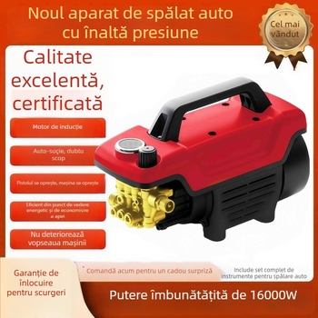 Sistem de curățare auto cu presiune înaltă — portabil, pentru casă, automat; 3000W, 220V, debit 16 L/min, lungime furtun 7–20 m, greutate 9,5 kg