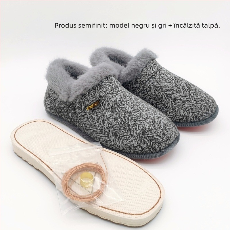 Set materiale pentru papuci din bumbac, talpă din cauciuc, căptușeală groasă, menține căldura, unisex, iarnă