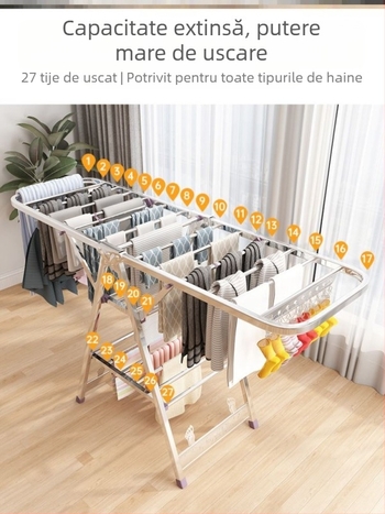 Raft de uscare din oțel inoxidabil pliabil (Material: oțel inoxidabil; Origine: China continentală; Potrivit pentru: suport haine, suport pantaloni, suport cravate)