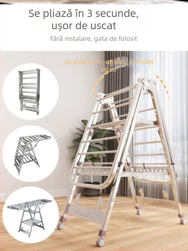 Raft de uscare din oțel inoxidabil pliabil (Material: oțel inoxidabil; Origine: China continentală; Potrivit pentru: suport haine, suport pantaloni, suport cravate)
