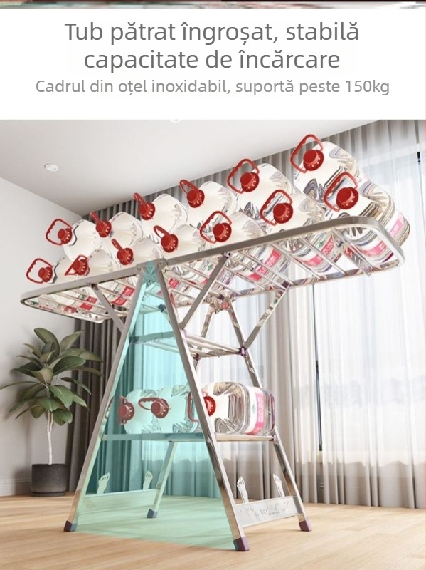 Raft de uscare din oțel inoxidabil pliabil (Material: oțel inoxidabil; Origine: China continentală; Potrivit pentru: suport haine, suport pantaloni, suport cravate)