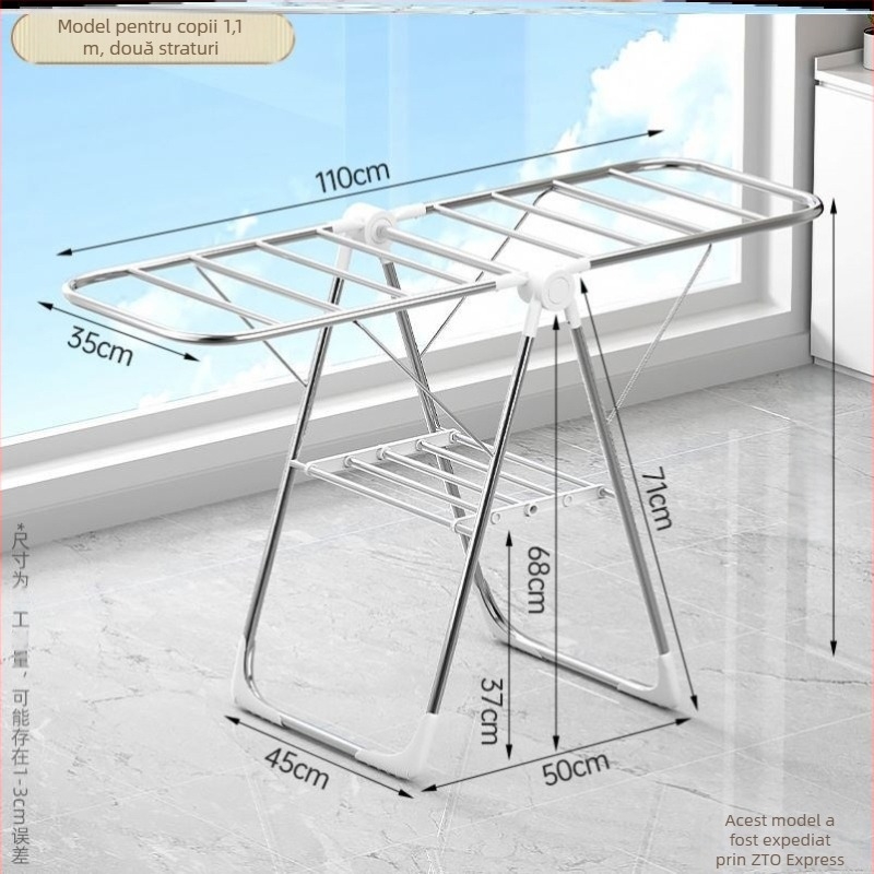 Raft de uscare din oțel inoxidabil pliabil (Material: oțel inoxidabil; Origine: China continentală; Potrivit pentru: suport haine, suport pantaloni, suport cravate)