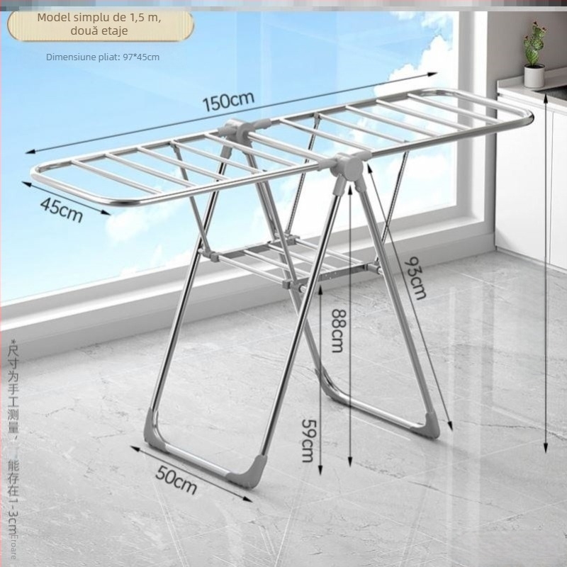 Raft de uscare din oțel inoxidabil pliabil (Material: oțel inoxidabil; Origine: China continentală; Potrivit pentru: suport haine, suport pantaloni, suport cravate)