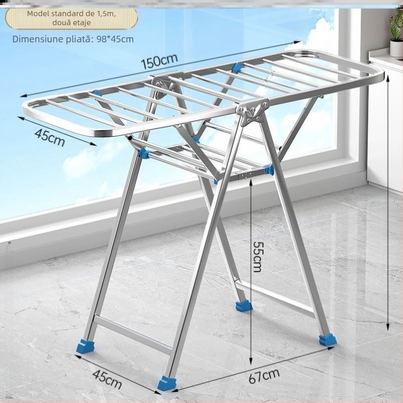Raft de uscare din oțel inoxidabil pliabil (Material: oțel inoxidabil; Origine: China continentală; Potrivit pentru: suport haine, suport pantaloni, suport cravate)