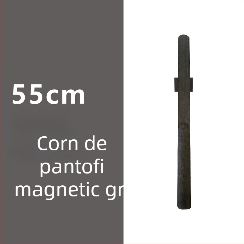 Şiret magnetic pentru pantofi cu mâner lung, culoare nuc, lemn masiv, 55–70 cm – pentru gravide și persoane în vârstă