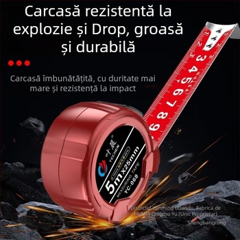Ruletă de precizie cu blocare automată, bandă lată, precizie înaltă, carcasă din oțel carbon