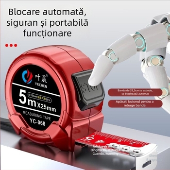 Ruletă de precizie cu blocare automată, bandă lată, precizie înaltă, carcasă din oțel carbon