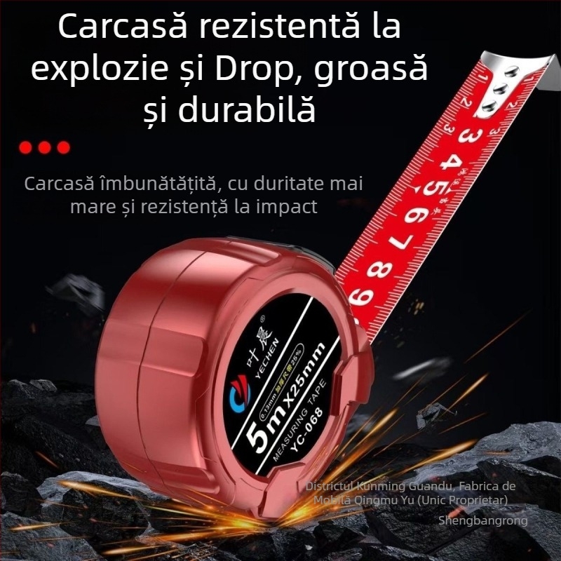 Ruletă de precizie cu blocare automată, bandă lată, precizie înaltă, carcasă din oțel carbon