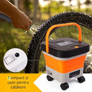 Cordiman dispozitiv portabil de spălare cu presiune pentru mașini, pliabil și ușor de transport, presiune maximă 30 bar, debit 4 L/min, baterie Li-ion 24V, greutate 2,4 kg