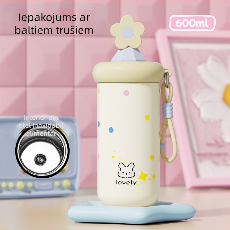 Cana termică cu pai, compactă și portabilă, interior din oțel inoxidabil 316, exterior din oțel inoxidabil 201, izolație în vid 6–12 ore, separare ceai-apă, imprimare siglă disponibilă