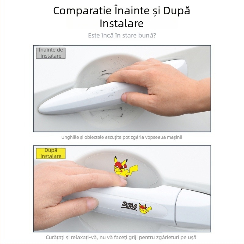 Film protector TPU pentru mânerul ușii și zona din jur a portierelor - rezistent la zgârieturi, model personalizabil