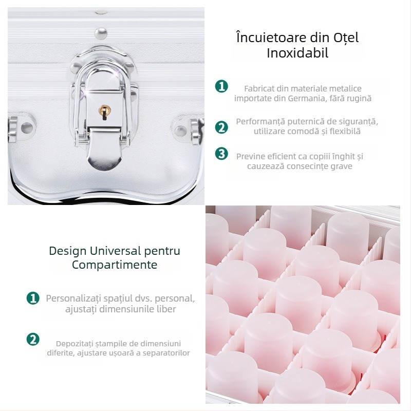 Cutie din aliaj de aluminiu cu mâner și încuietoare – pentru sigiliile oficiale și bancare