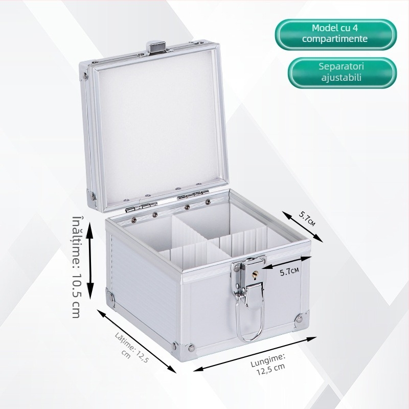 Cutie din aliaj de aluminiu cu mâner și încuietoare – pentru sigiliile oficiale și bancare