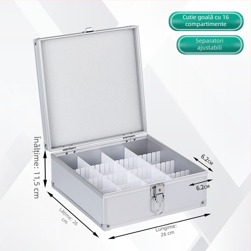 Cutie din aliaj de aluminiu cu mâner și încuietoare – pentru sigiliile oficiale și bancare