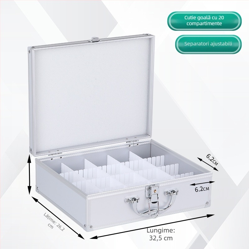 Cutie din aliaj de aluminiu cu mâner și încuietoare – pentru sigiliile oficiale și bancare