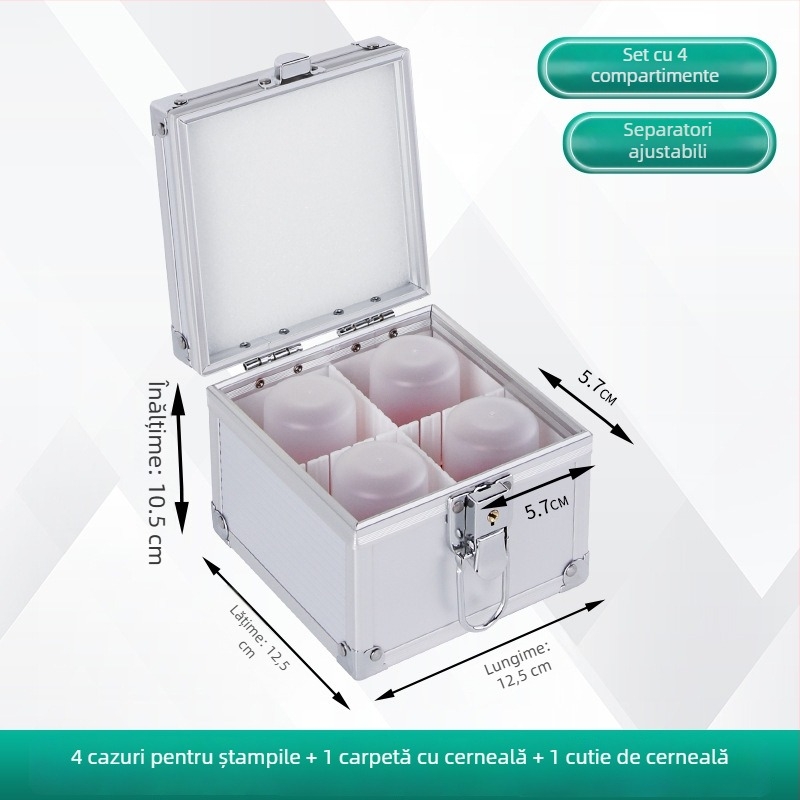 Cutie din aliaj de aluminiu cu mâner și încuietoare – pentru sigiliile oficiale și bancare