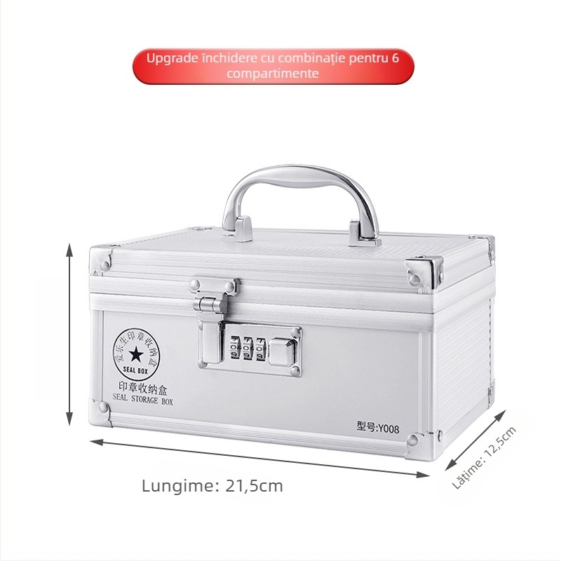 Cutie din aliaj de aluminiu cu mâner și încuietoare – pentru sigiliile oficiale și bancare