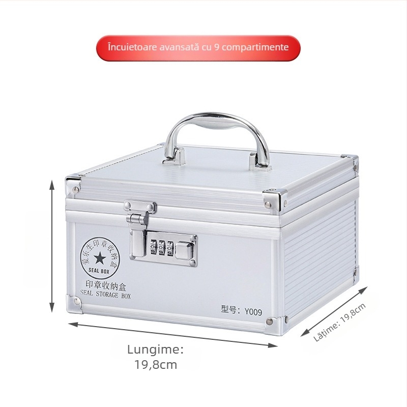Cutie din aliaj de aluminiu cu mâner și încuietoare – pentru sigiliile oficiale și bancare