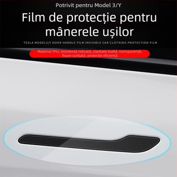 Autocolant pentru mânerele de ușă Tesla Model Y — TPU, model geometric, montaj cu bandă adezivă, personalizare disponibilă