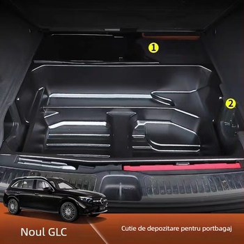 Cutie de depozitare pentru portbagaj Mercedes-Benz GLC, din plastic, compartimentul interior al suportului pentru brațe, rezistentă la apă și la comprimare, potrivire universală