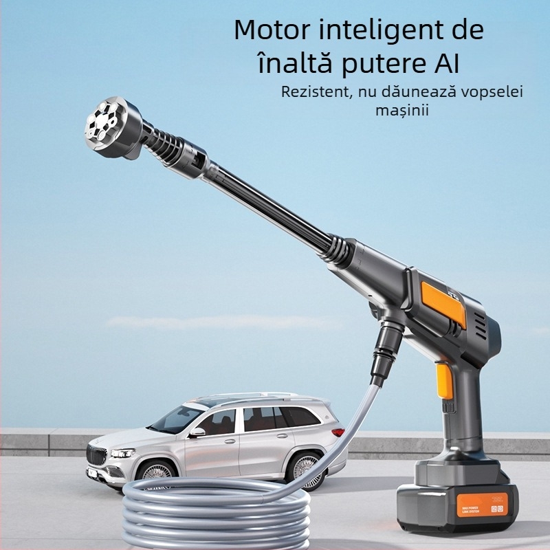 Mașină de spălat autovehicule fără fir cu jet de apă de înaltă presiune – portabil pentru uz casnic și auto, LB-902, 150W, 220V, interval presiune 2,5–25 MPa, greutate 2,25 kg