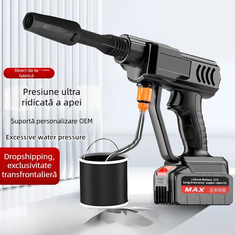 Pistol de spălat auto fără fir, portabil, 21V baterie cu litiu, pentru mașină, exterior și utilizare acasă