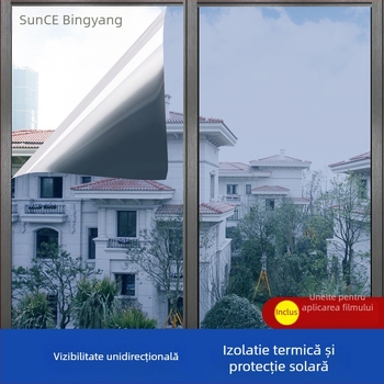 Folie PET pentru protecție solară și izolație, cu transparență înaltă, autoadezivă, folie reflectivă pentru ferestre, design monocrom pentru living și balcon