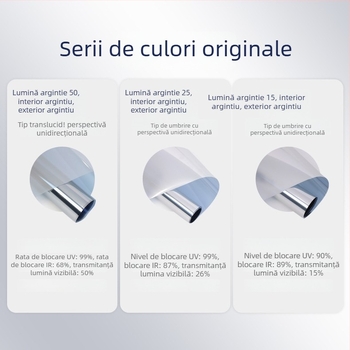 Folie PET pentru protecție solară și izolație, cu transparență înaltă, autoadezivă, folie reflectivă pentru ferestre, design monocrom pentru living și balcon