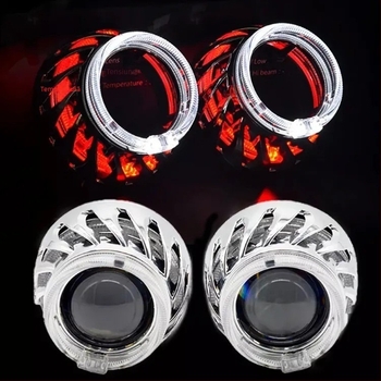 Faruri auto Iriver, marcă privată autorizată, cu carcasă integrată, ochi înger dubli și lentilă ochi de diavol rotund