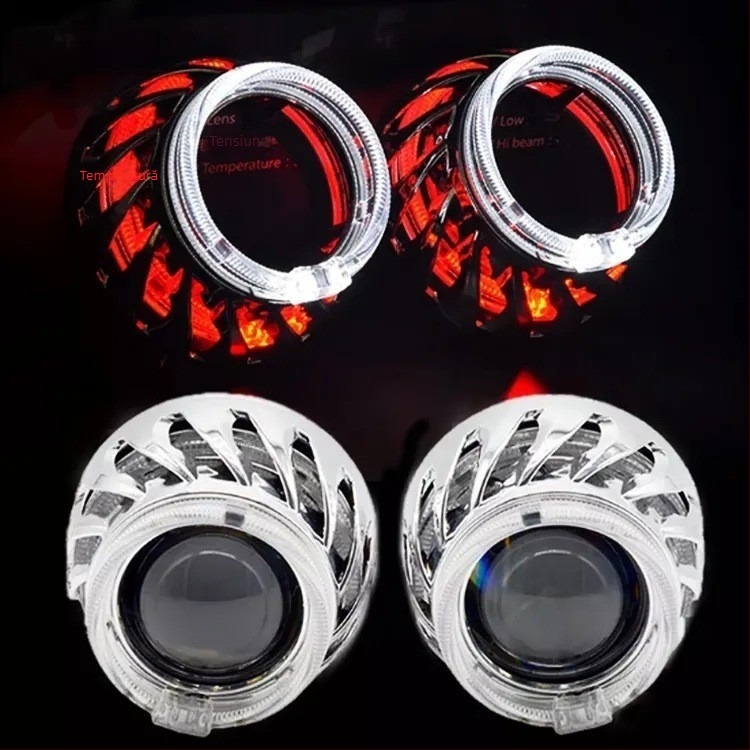 Faruri auto Iriver, marcă privată autorizată, cu carcasă integrată, ochi înger dubli și lentilă ochi de diavol rotund