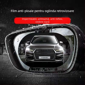 Film impermeabil pentru oglinzile retrovizoare ale mașinii și geamuri laterale, material PET, adeziv tip spray, modelul 001, forme rotunde/ovale/patrate