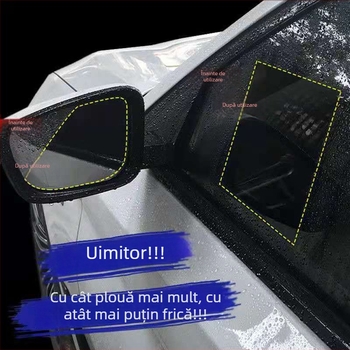 Film impermeabil pentru oglinzile retrovizoare ale mașinii și geamuri laterale, material PET, adeziv tip spray, modelul 001, forme rotunde/ovale/patrate