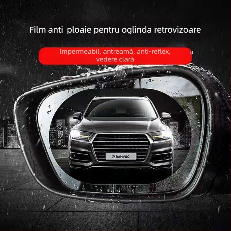 Film impermeabil pentru oglinzile retrovizoare ale mașinii și geamuri laterale, material PET, adeziv tip spray, modelul 001, forme rotunde/ovale/patrate