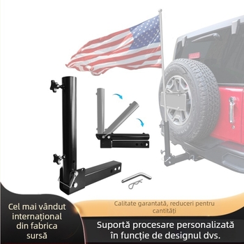 Montură pliabilă pentru steagul de pe spatele mașinii/remorcii — braț de montaj, conector de fixare, personalizare disponibilă