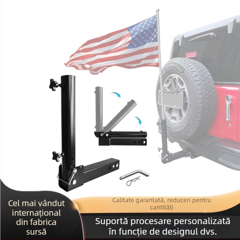 Montură pliabilă pentru steagul de pe spatele mașinii/remorcii — braț de montaj, conector de fixare, personalizare disponibilă